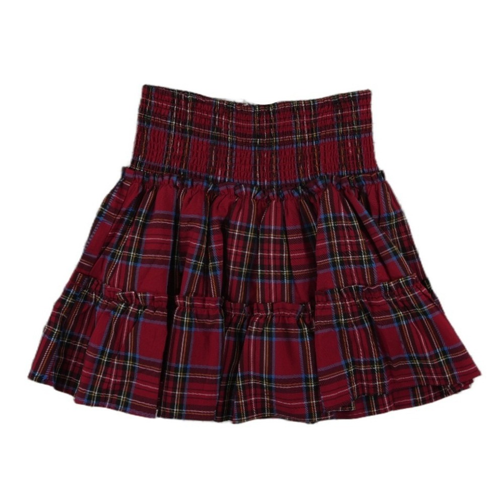 NEW J. Marie Hollin Mini Skort Skirt Women's Size Small Red Plaid Cotton Ruffle